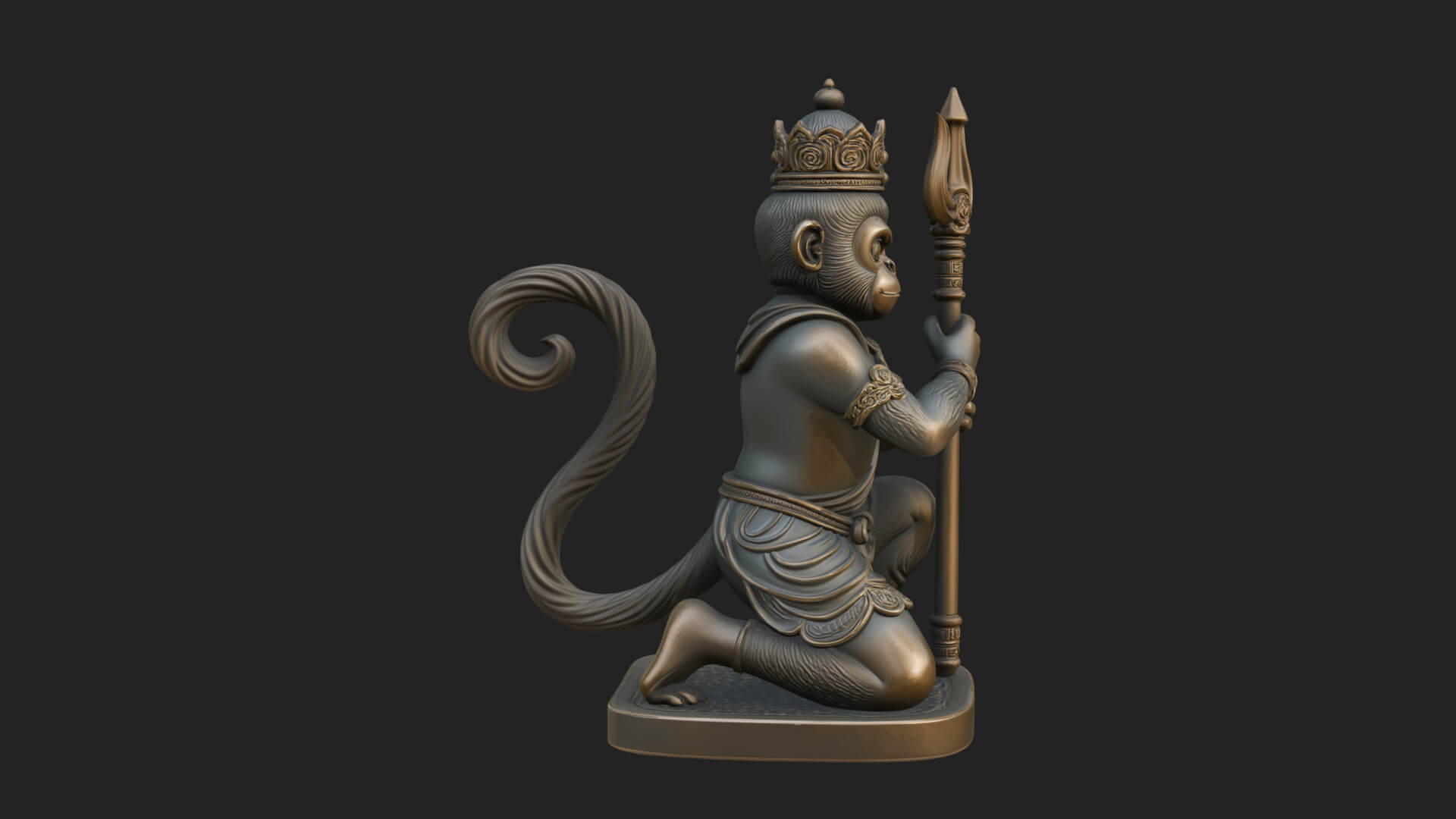 Monkey King Staff Statue Design 12 3D Print Model 3D Model