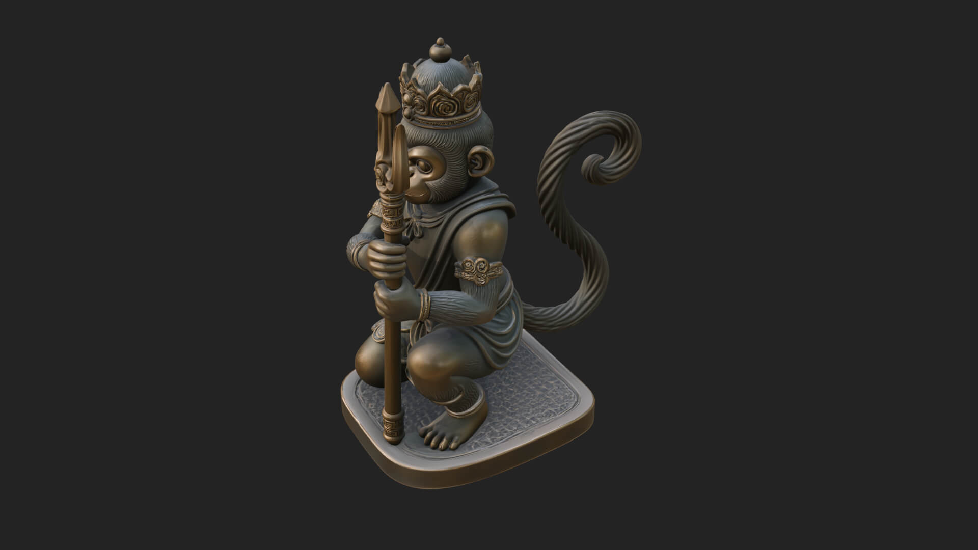 Monkey King Staff Statue Design 12 3D Print Model 3D Model