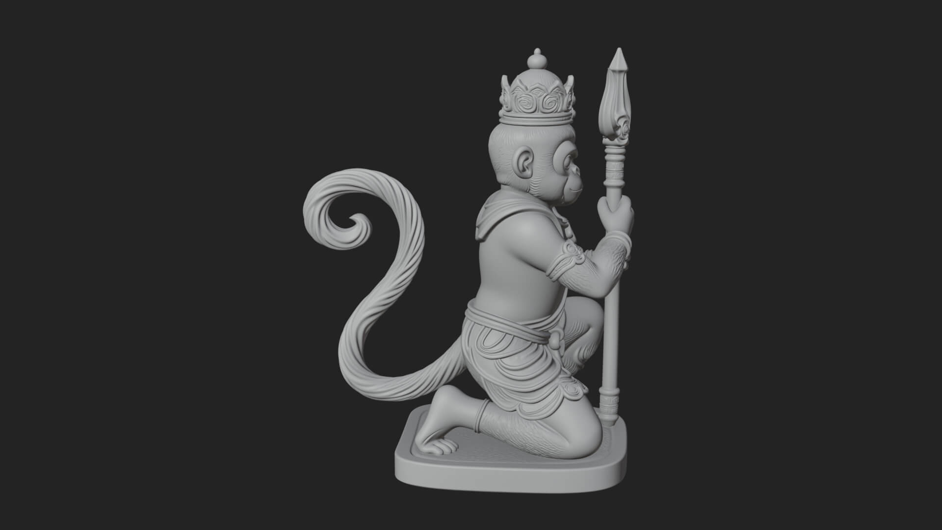 Monkey King Staff Statue Design 12 3D Print Model 3D Model