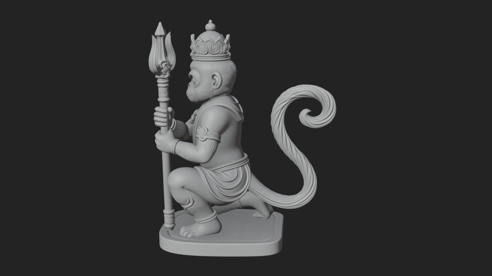 Monkey King Staff Statue Design 12 3D Print Model 3D Model