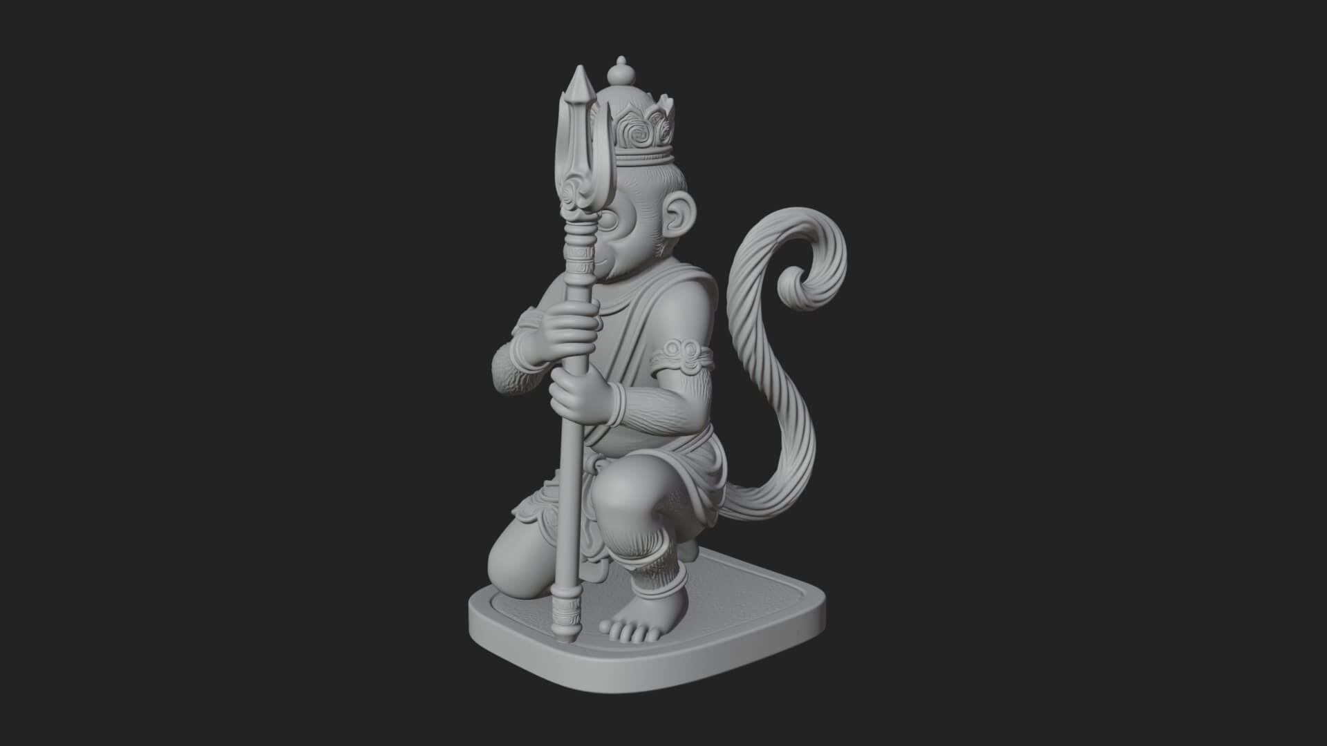 Monkey King Staff Statue Design 12 3D Print Model 3D Model