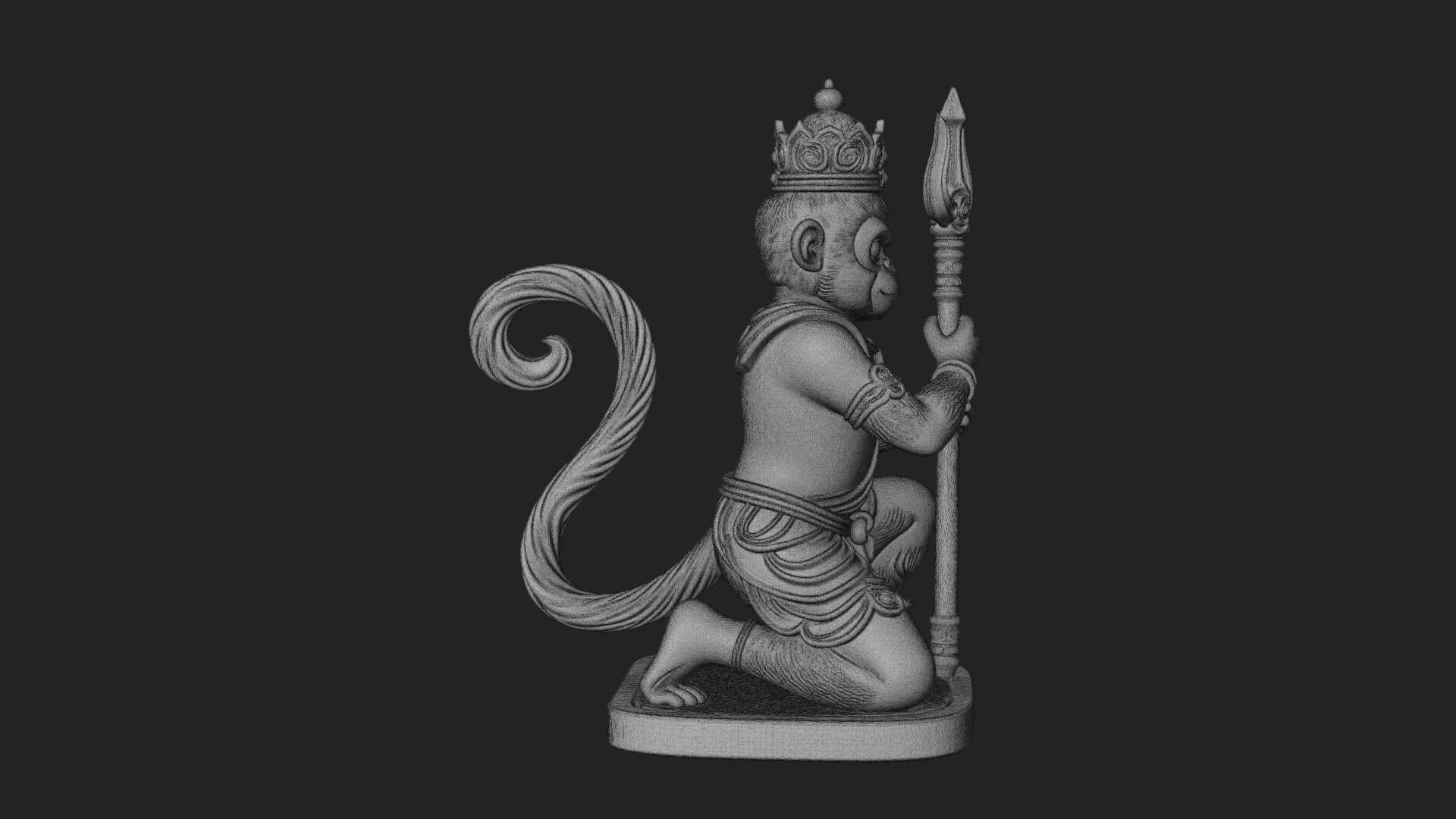 Monkey King Staff Statue Design 12 3D Print Model 3D Model