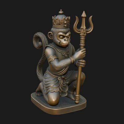 Monkey King Staff Statue Design 12 3D Print Model