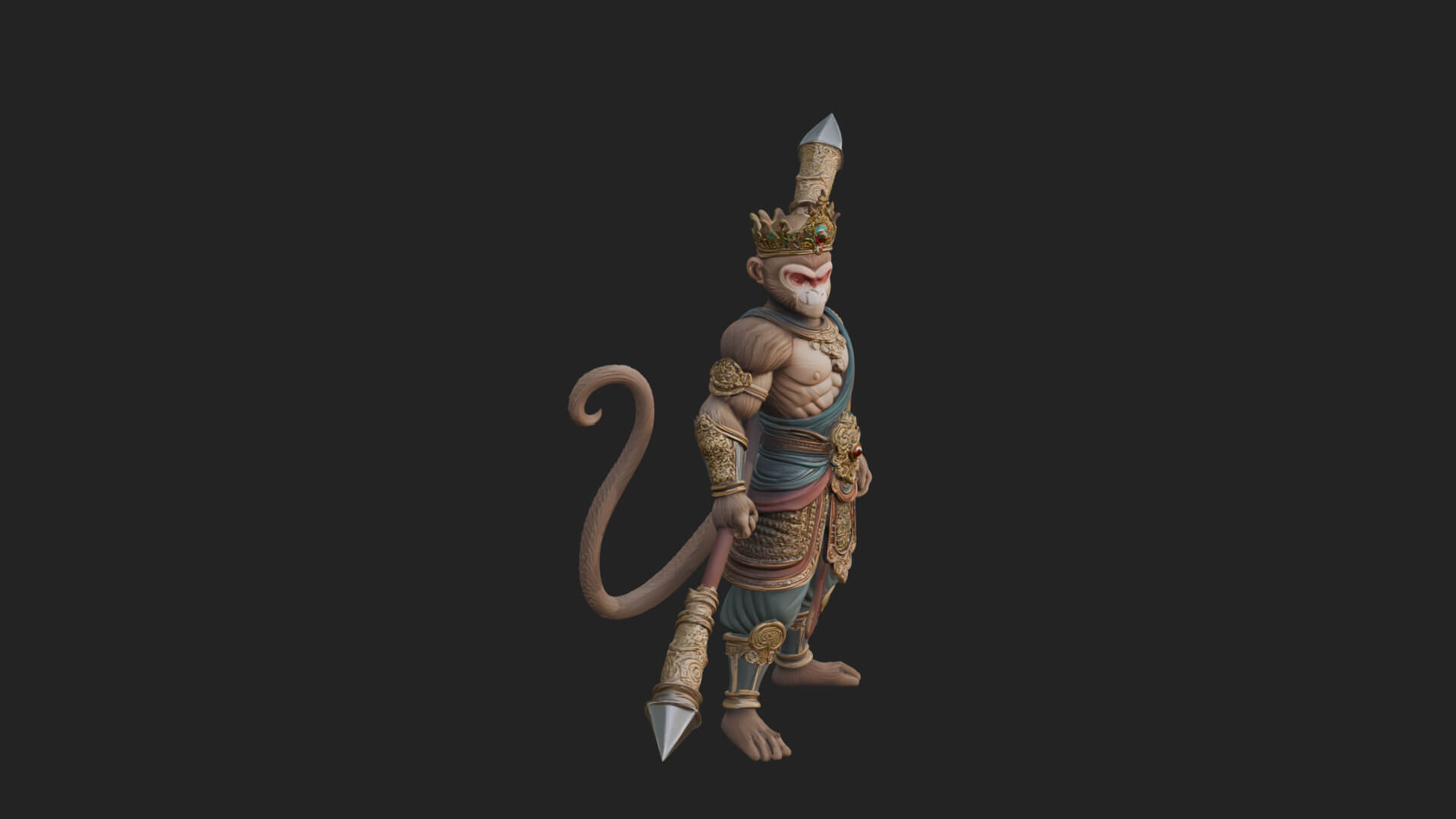 Monkey King Staff Statue Design 2 3D Print Model 3D Model