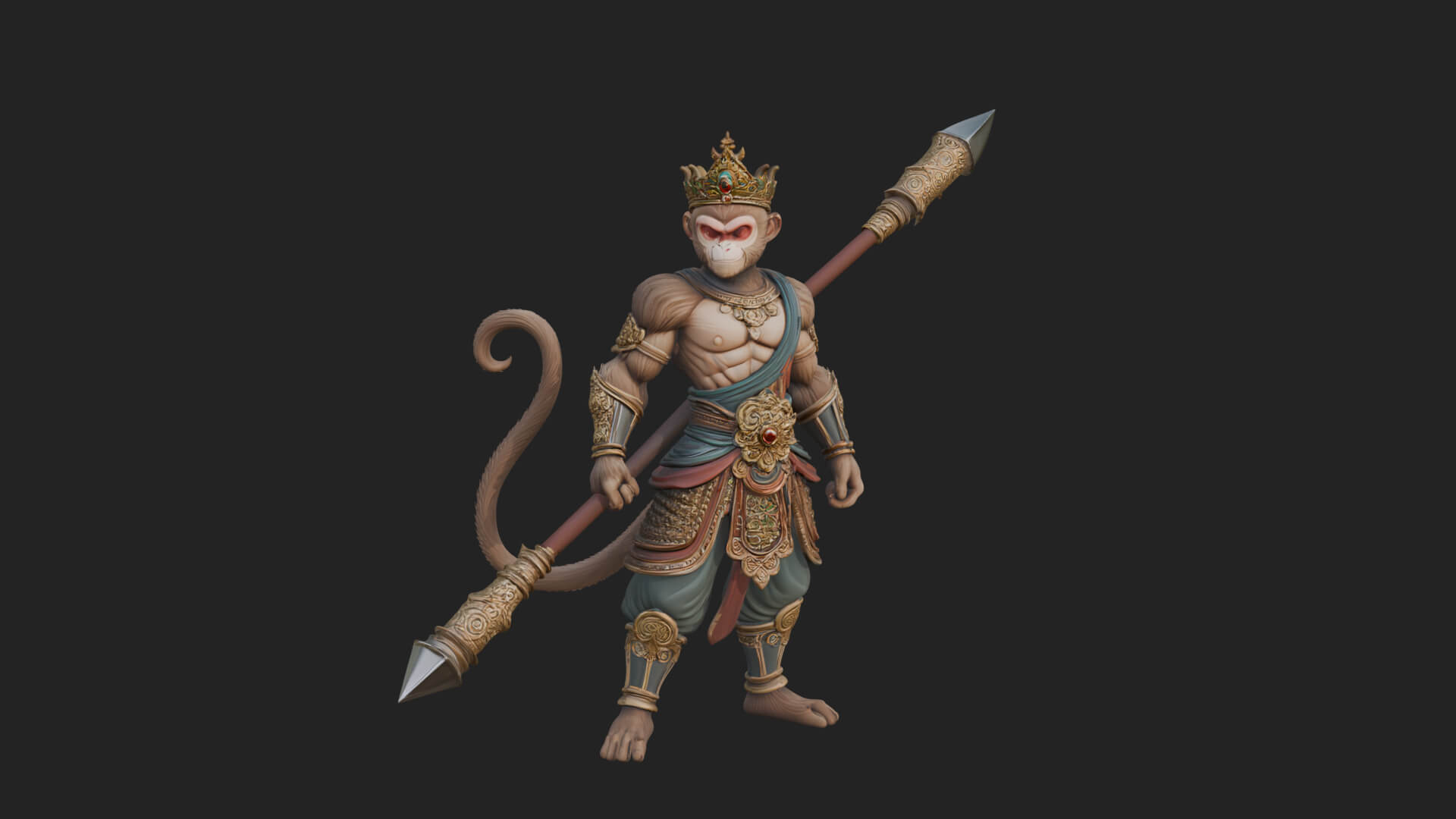 Monkey King Staff Statue Design 2 3D Print Model 3D Model