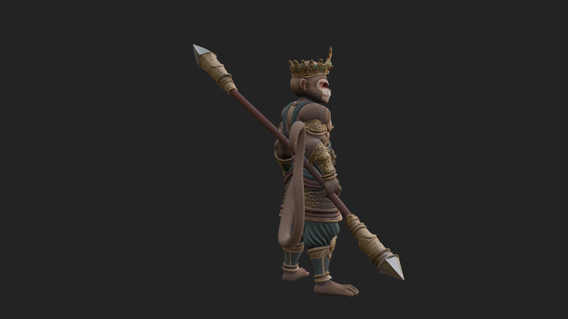 Monkey King Staff Statue Design 2 3D Print Model 3D Model