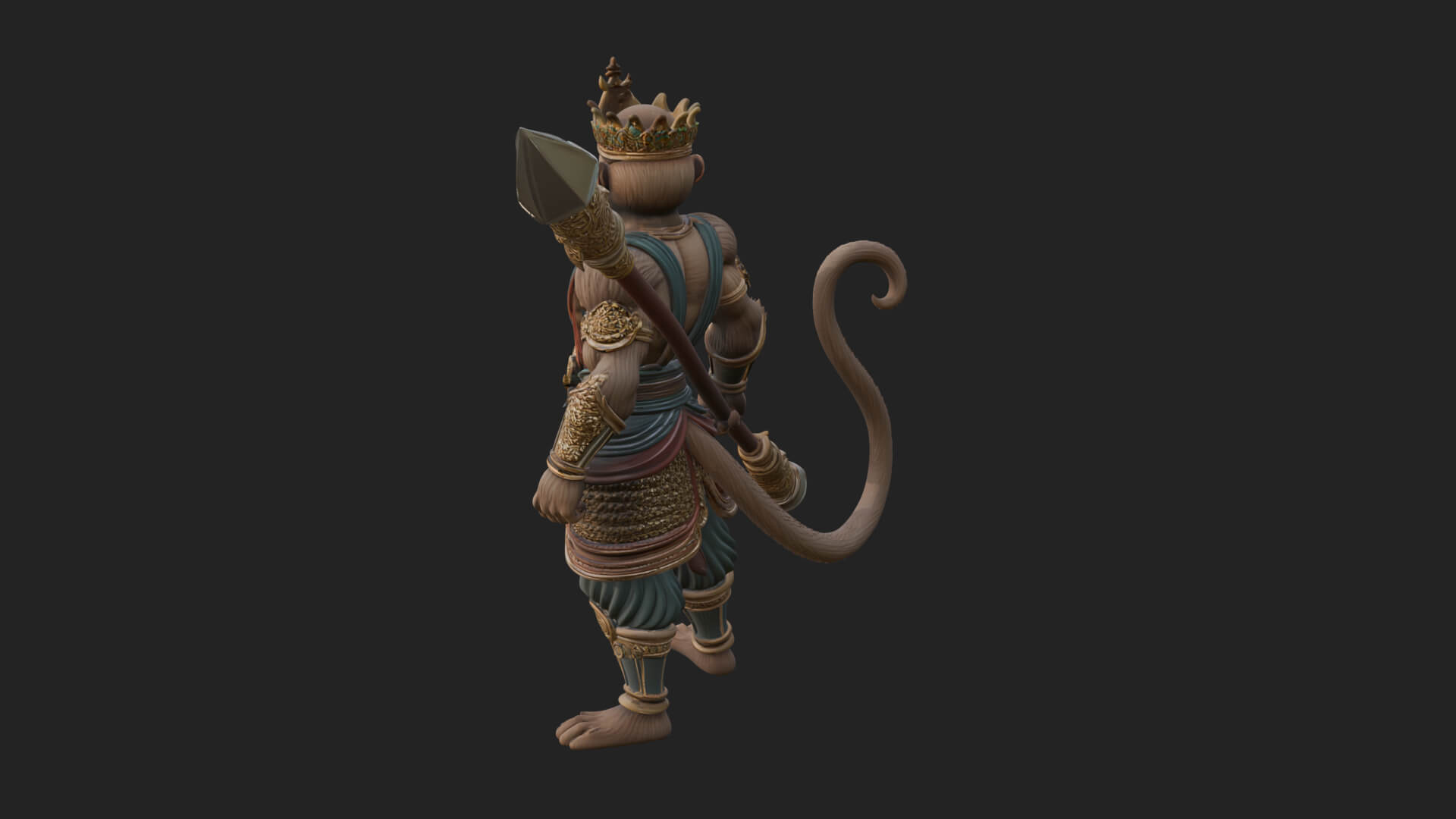Monkey King Staff Statue Design 2 3D Print Model 3D Model