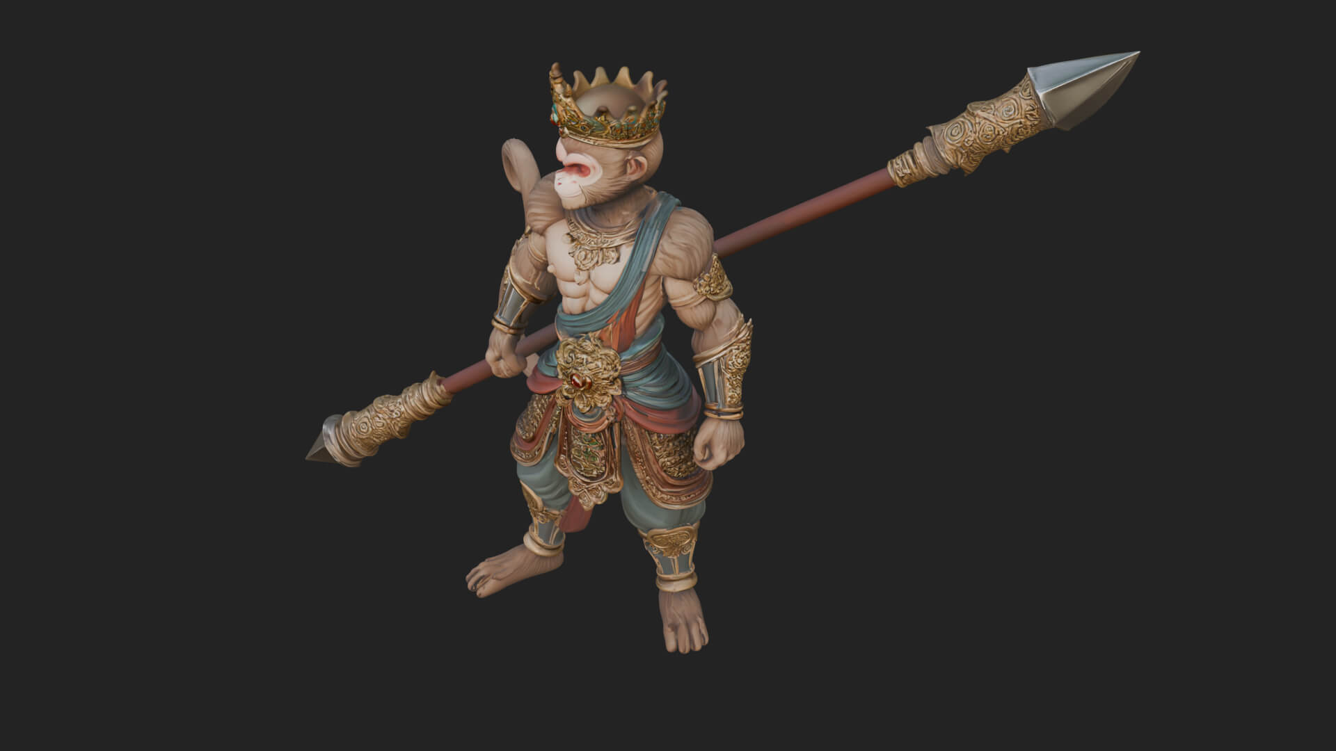 Monkey King Staff Statue Design 2 3D Print Model 3D Model