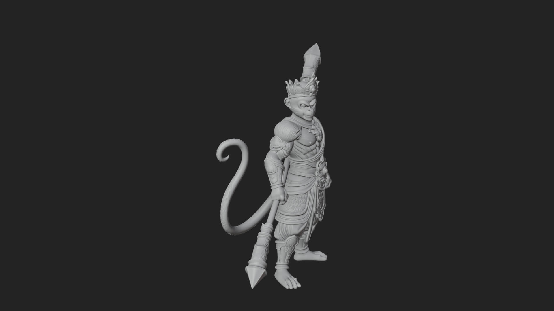 Monkey King Staff Statue Design 2 3D Print Model 3D Model