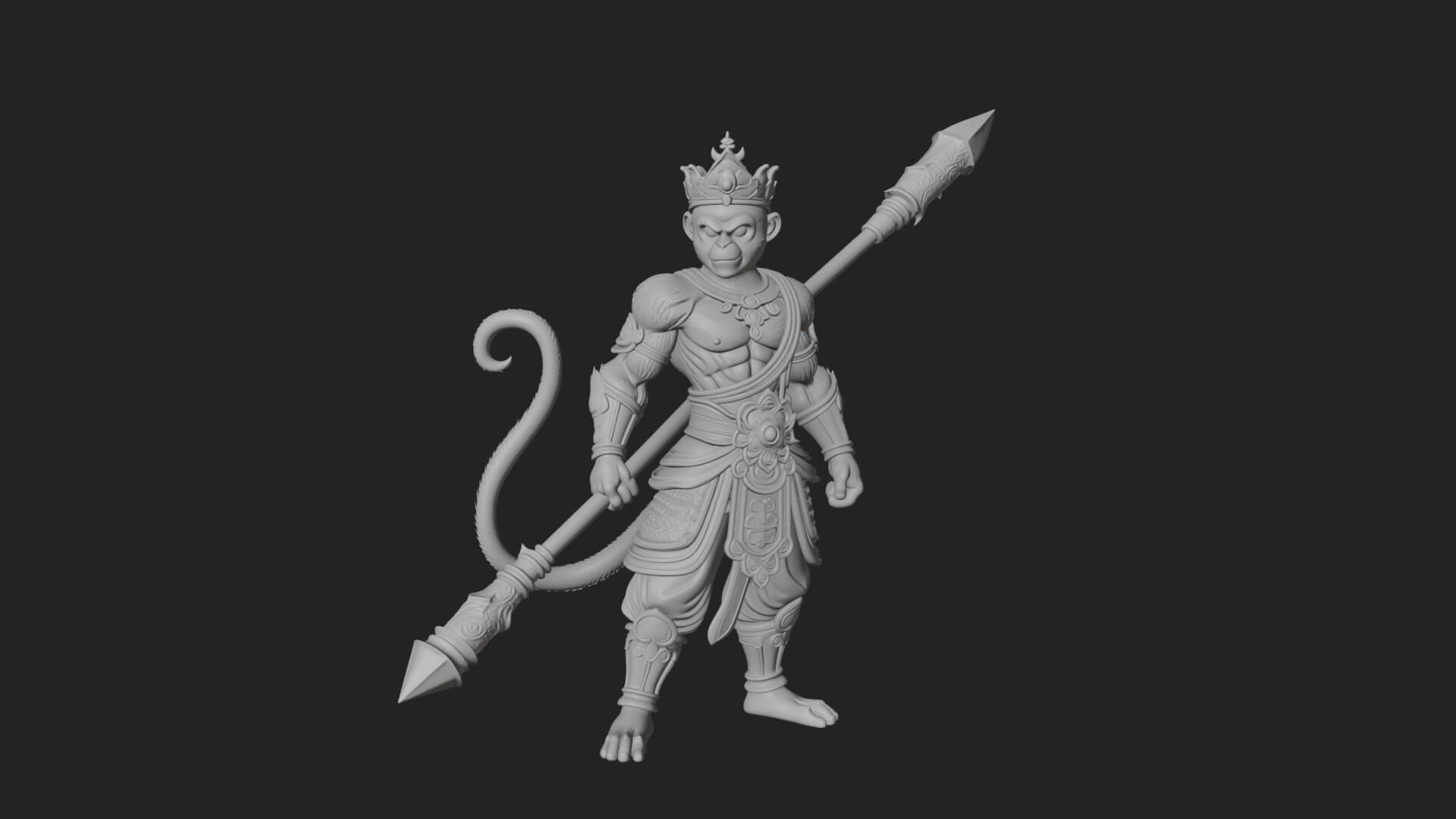 Monkey King Staff Statue Design 2 3D Print Model 3D Model