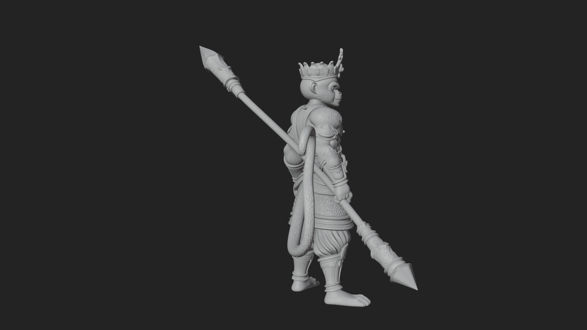 Monkey King Staff Statue Design 2 3D Print Model 3D Model