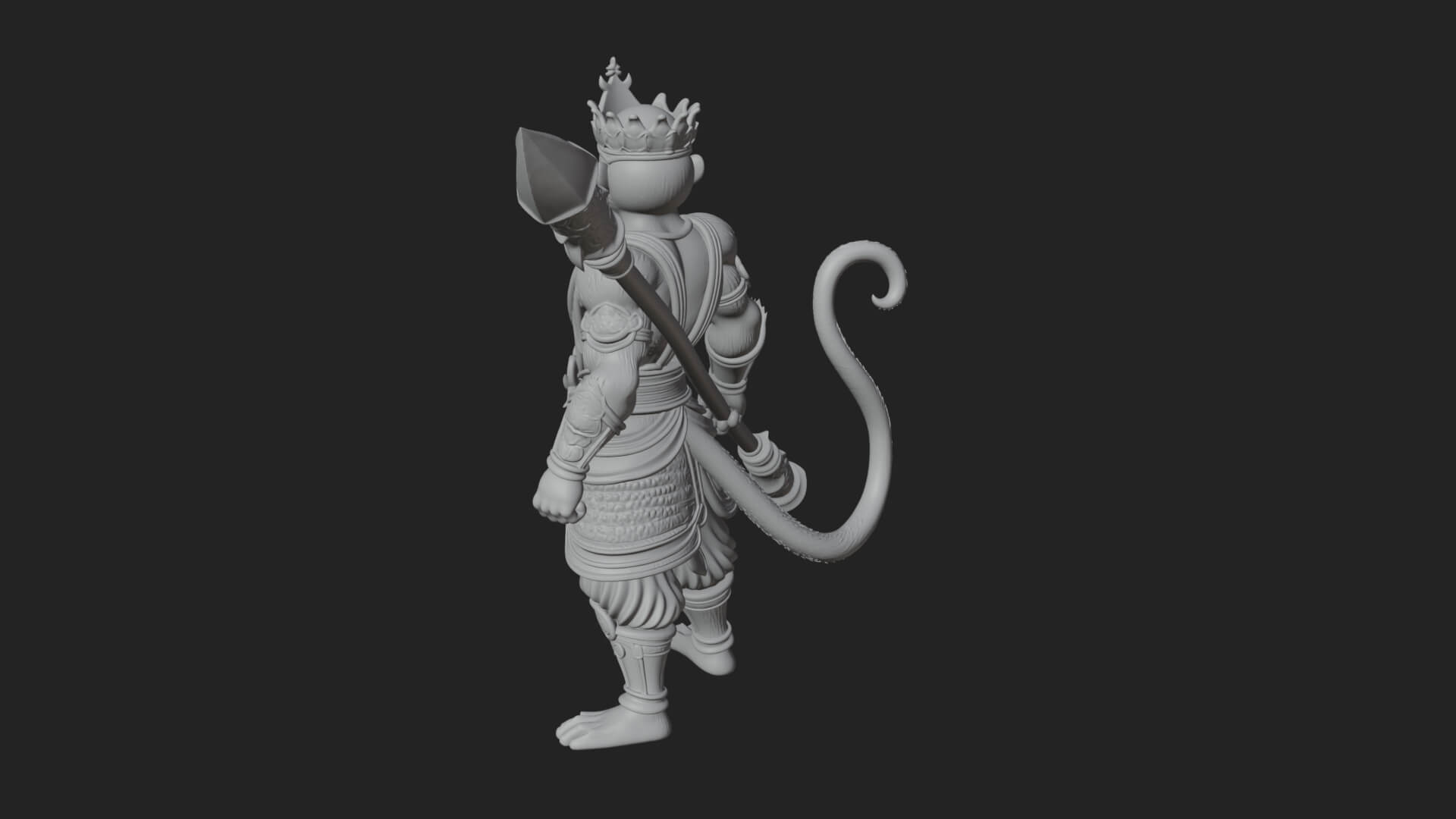 Monkey King Staff Statue Design 2 3D Print Model 3D Model