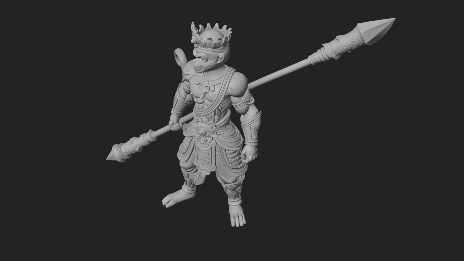 Monkey King Staff Statue Design 2 3D Print Model 3D Model