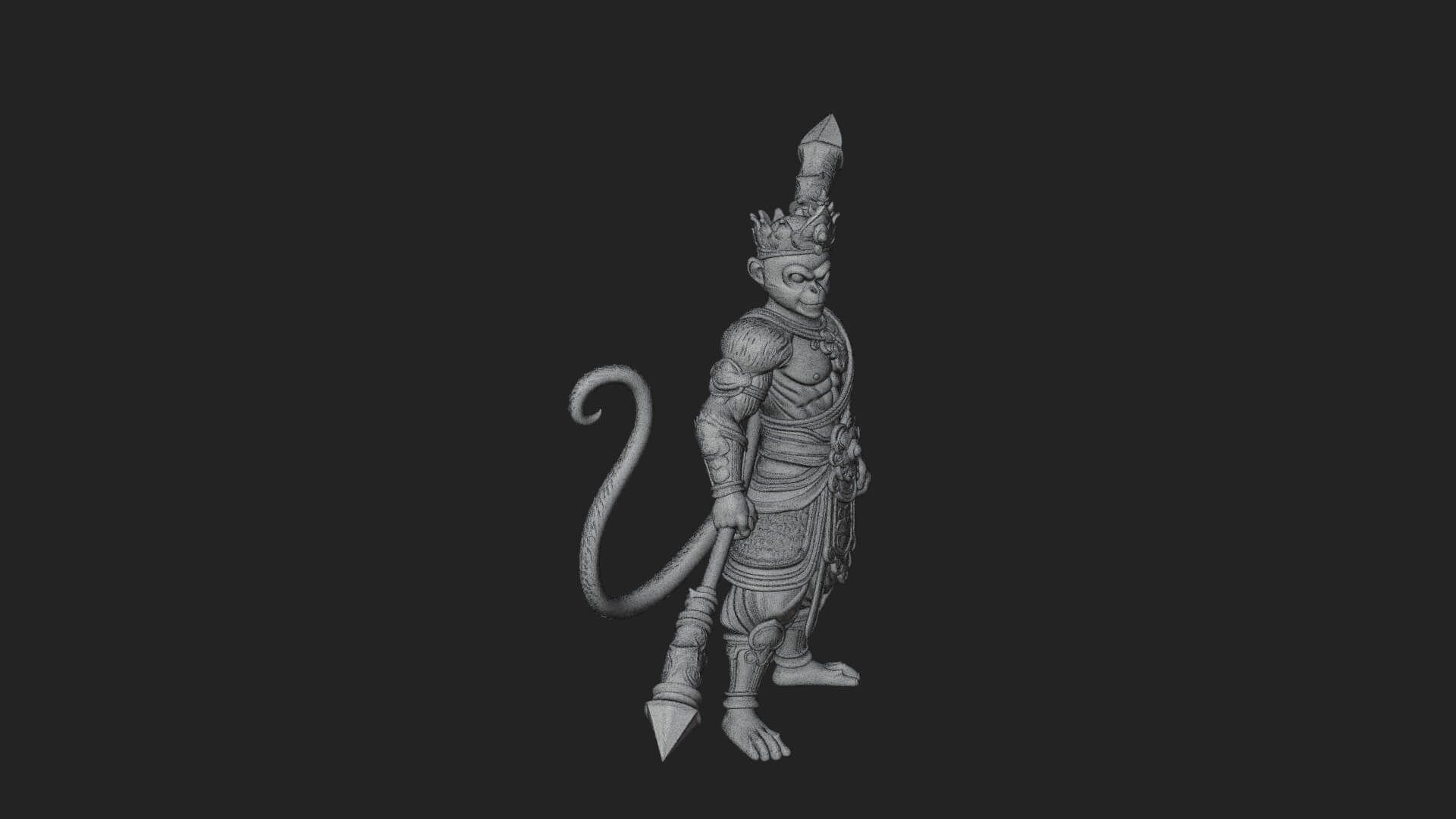 Monkey King Staff Statue Design 2 3D Print Model 3D Model
