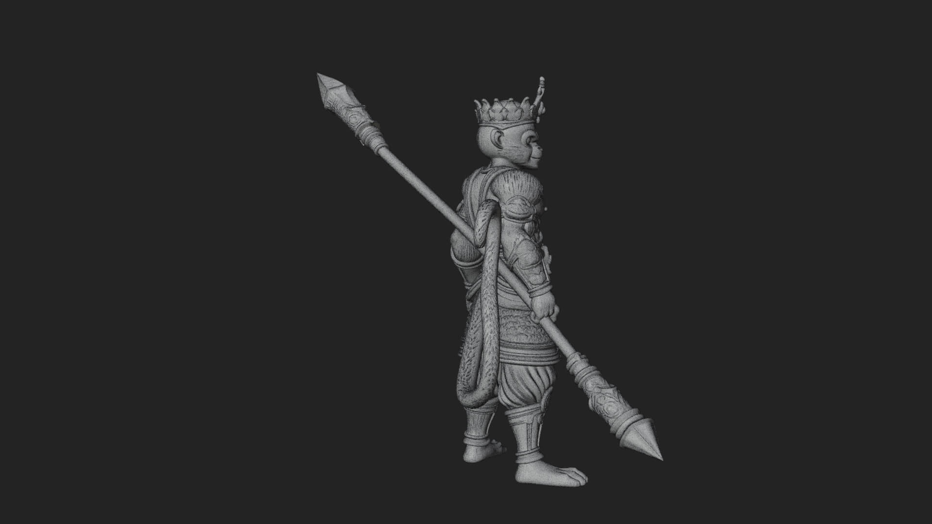 Monkey King Staff Statue Design 2 3D Print Model 3D Model