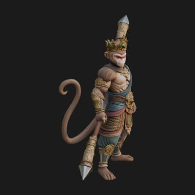 Monkey King Staff Statue Design 2 3D Print Model