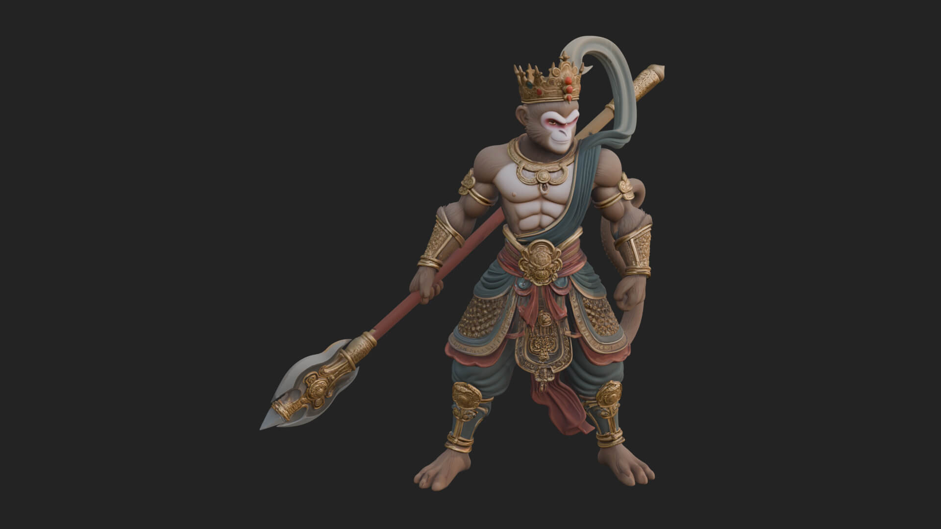 Monkey King Staff Statue Design 3 3D Print Model 3D Model