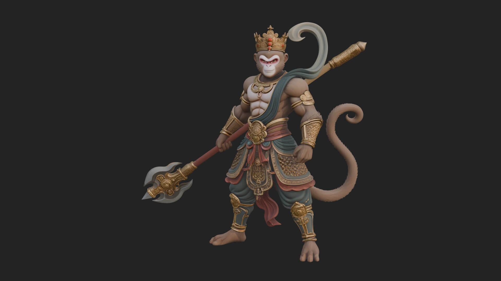 Monkey King Staff Statue Design 3 3D Print Model 3D Model