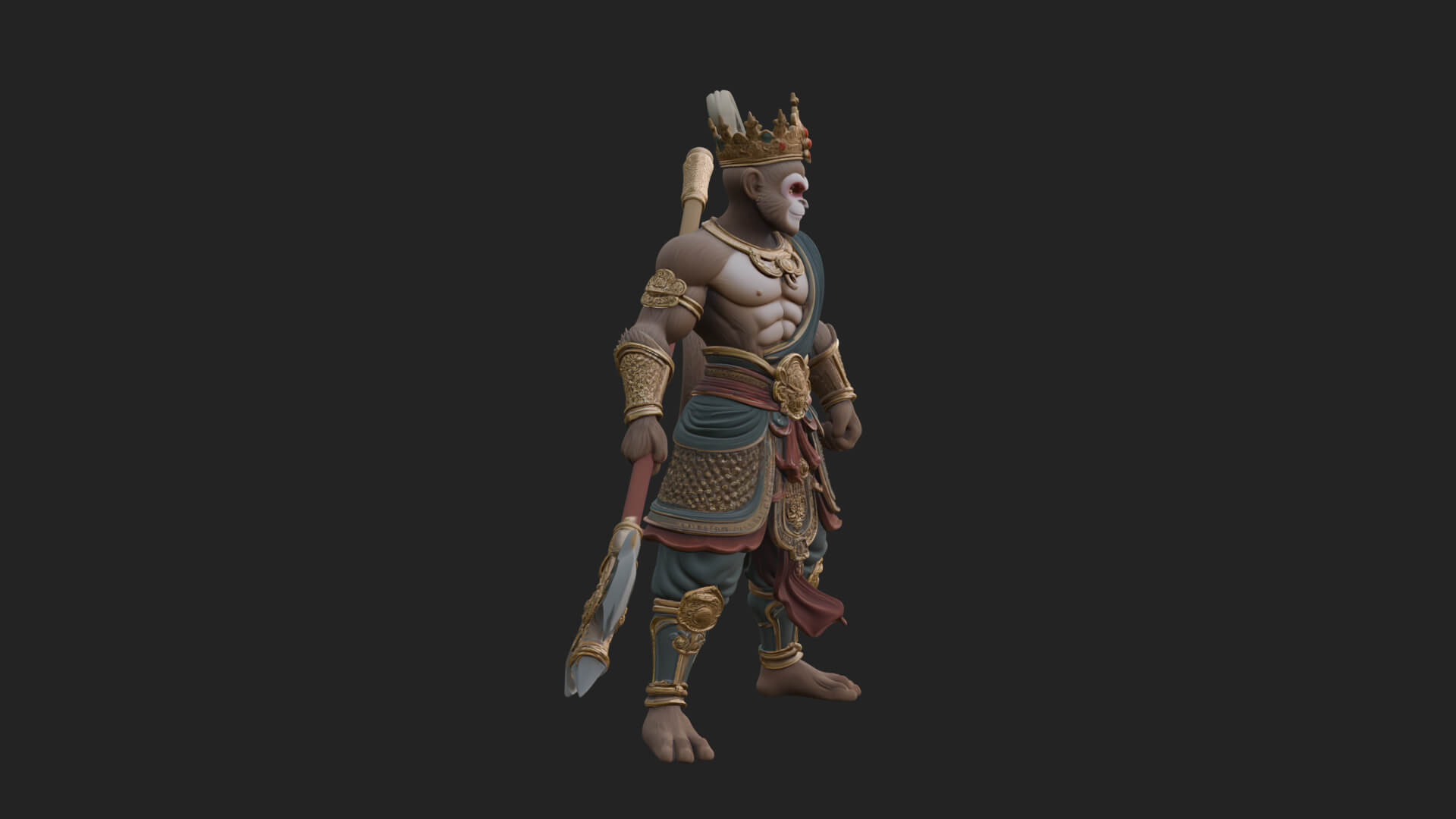 Monkey King Staff Statue Design 3 3D Print Model 3D Model