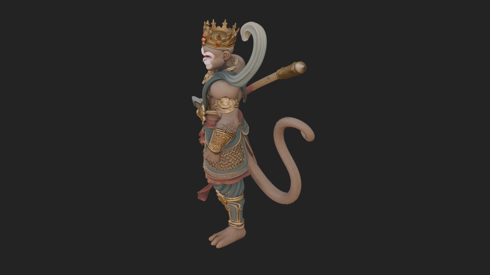 Monkey King Staff Statue Design 3 3D Print Model 3D Model