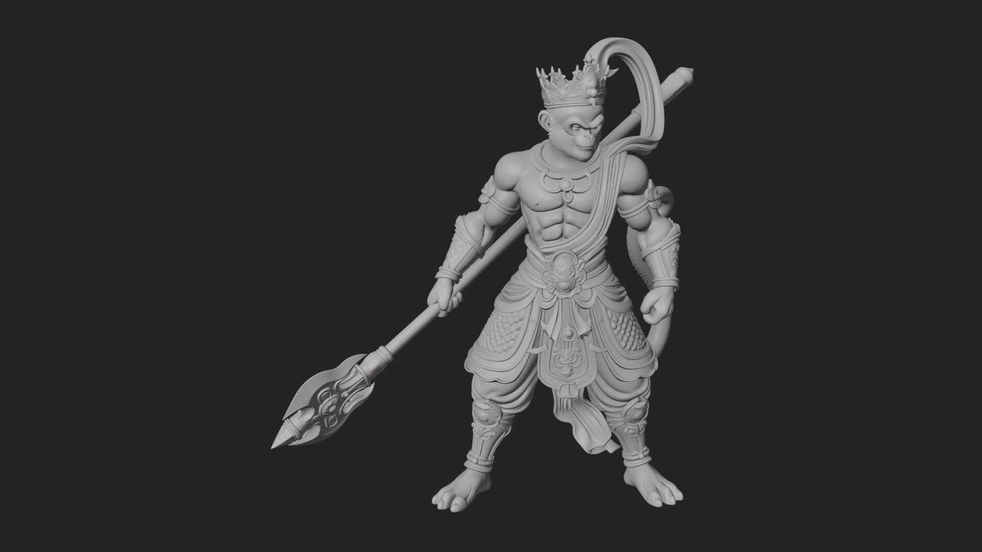 Monkey King Staff Statue Design 3 3D Print Model 3D Model