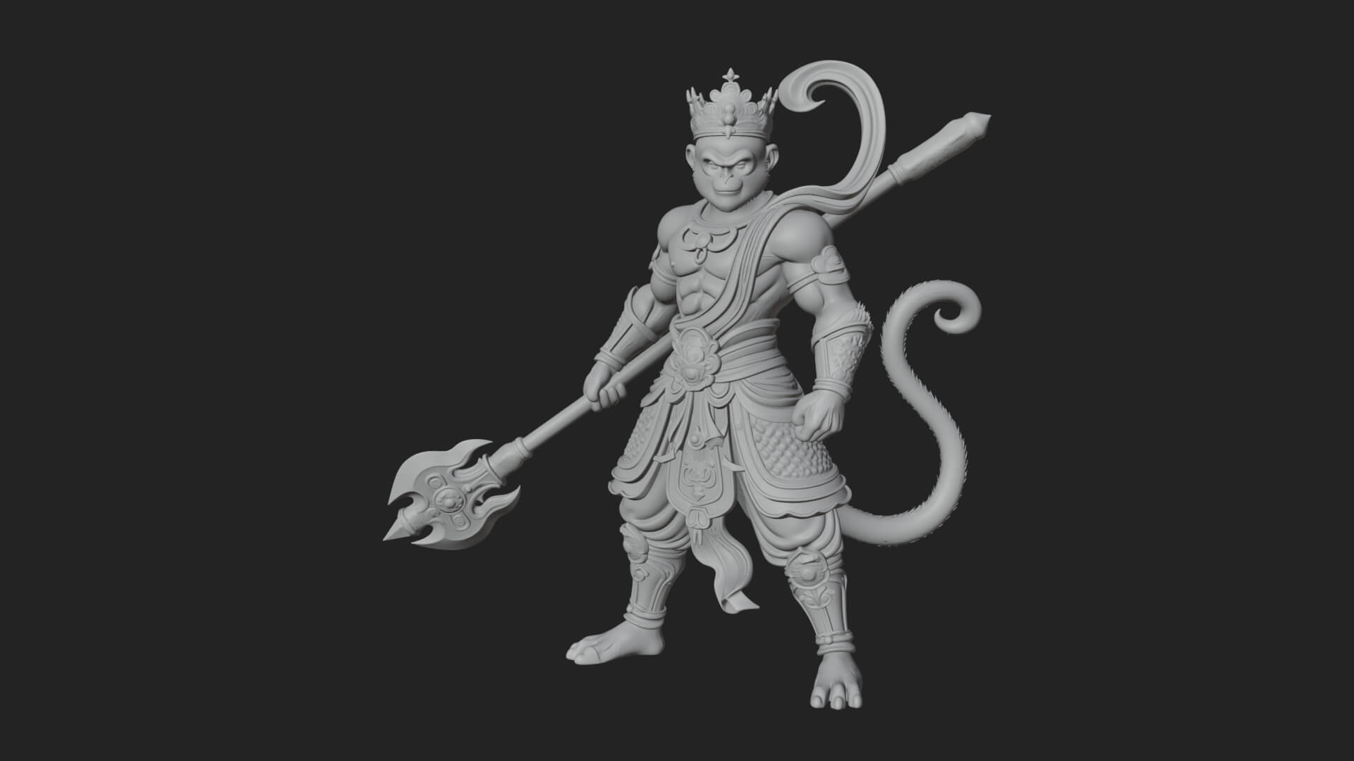 Monkey King Staff Statue Design 3 3D Print Model 3D Model
