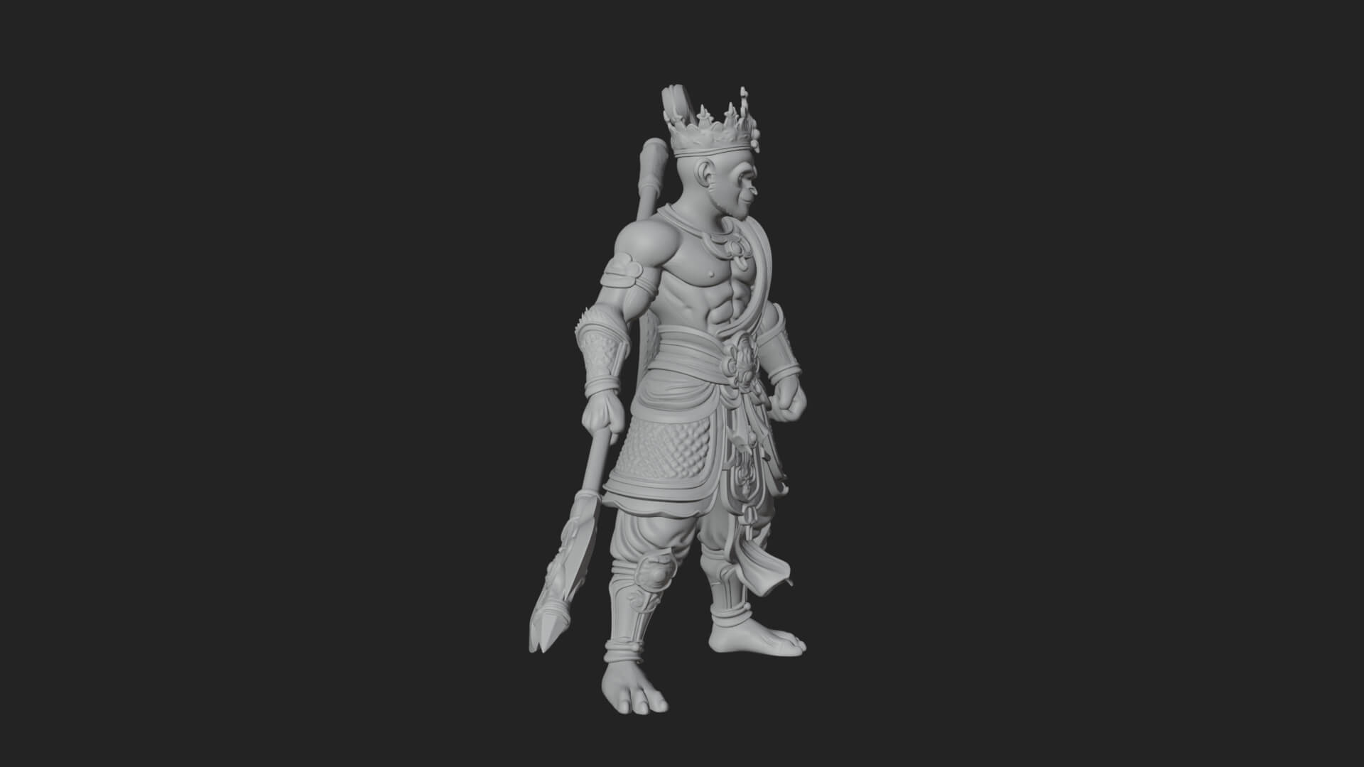 Monkey King Staff Statue Design 3 3D Print Model 3D Model