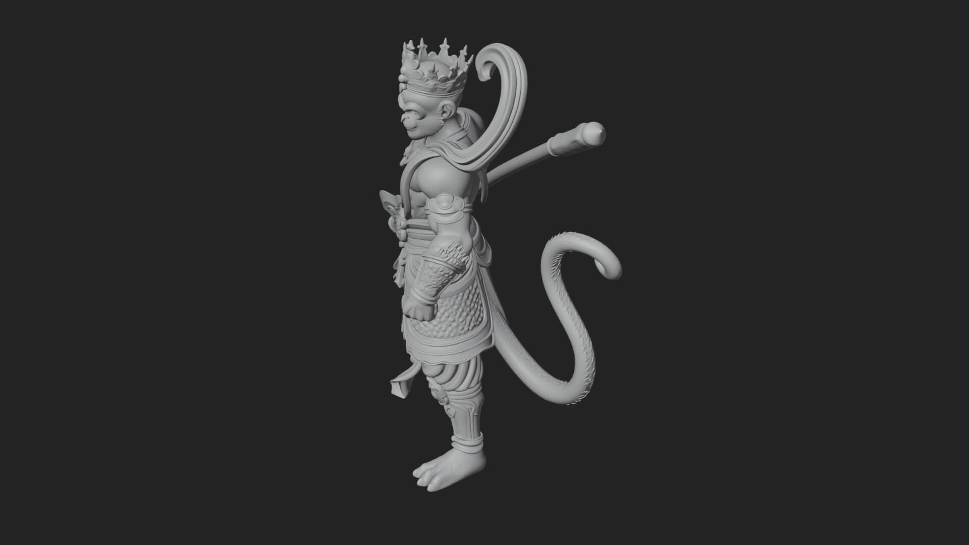 Monkey King Staff Statue Design 3 3D Print Model 3D Model