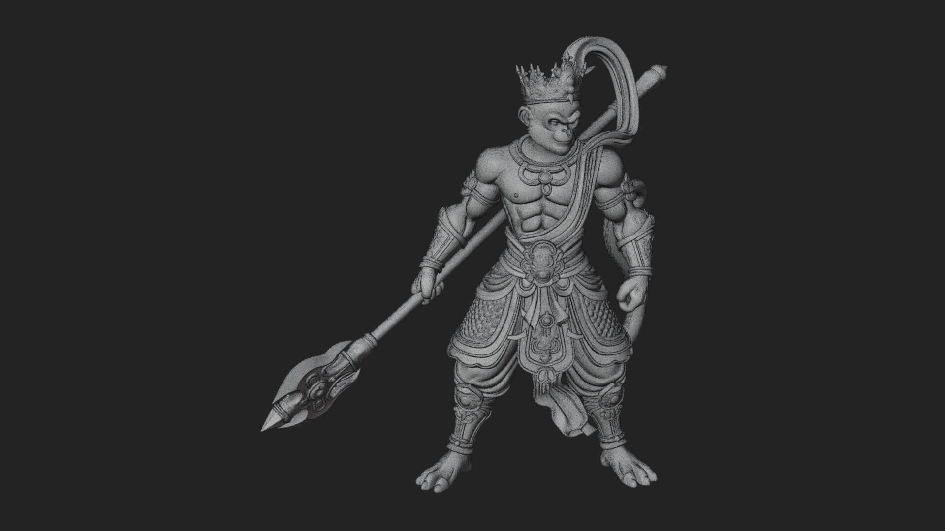 Monkey King Staff Statue Design 3 3D Print Model 3D Model