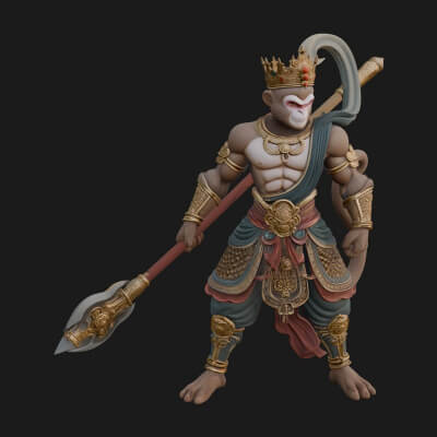 Monkey King Staff Statue Design 3 3D Print Model