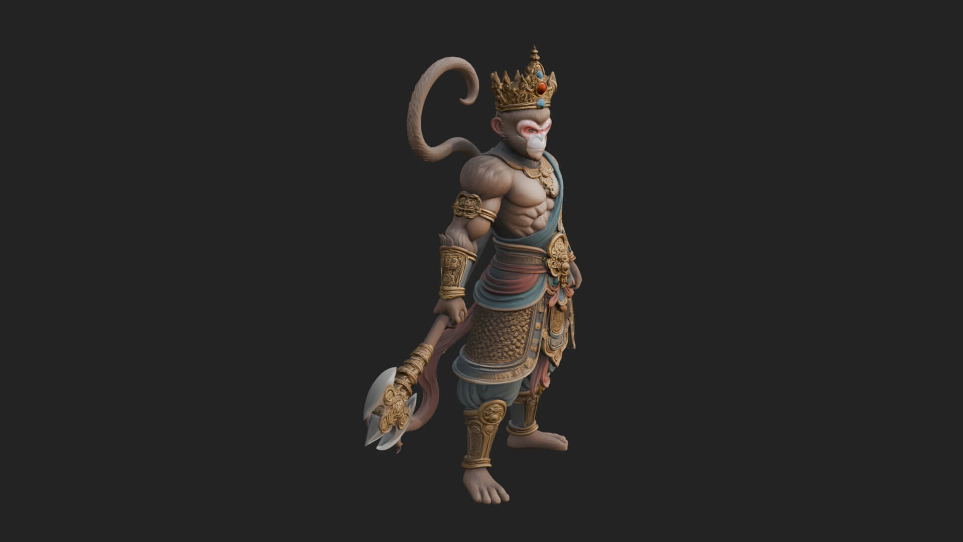 Monkey King Staff Statue Design 4 3D Print Model 3D Model