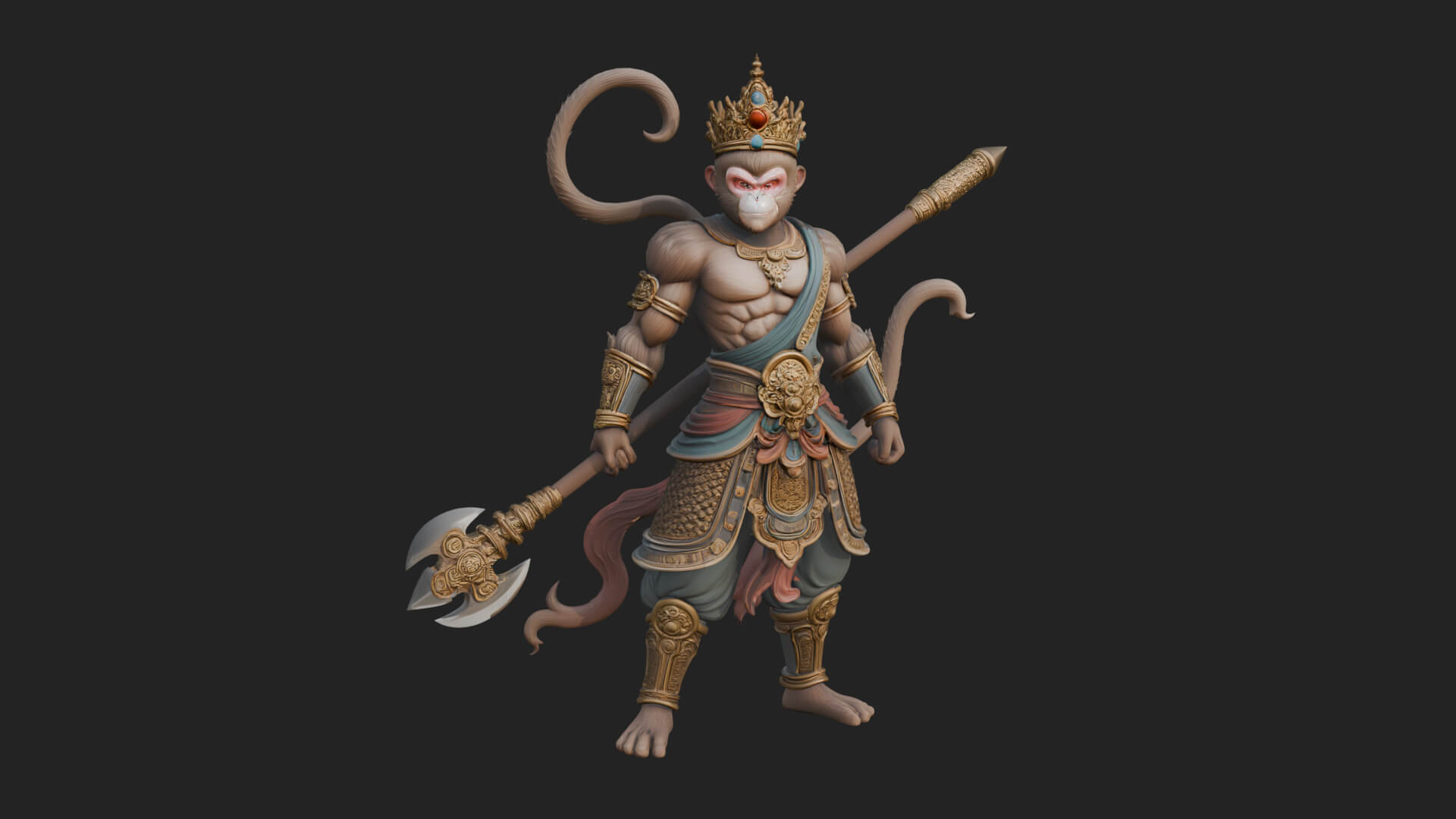 Monkey King Staff Statue Design 4 3D Print Model 3D Model
