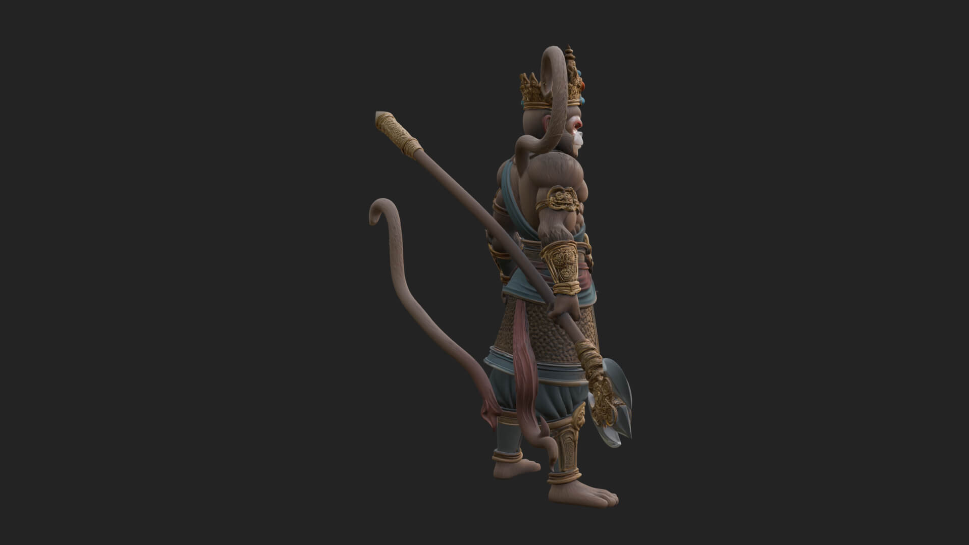 Monkey King Staff Statue Design 4 3D Print Model 3D Model