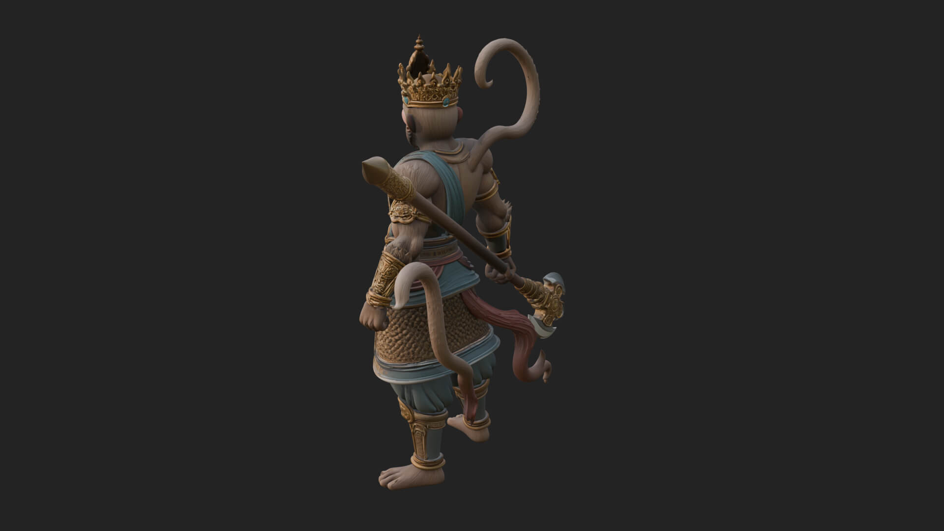 Monkey King Staff Statue Design 4 3D Print Model 3D Model