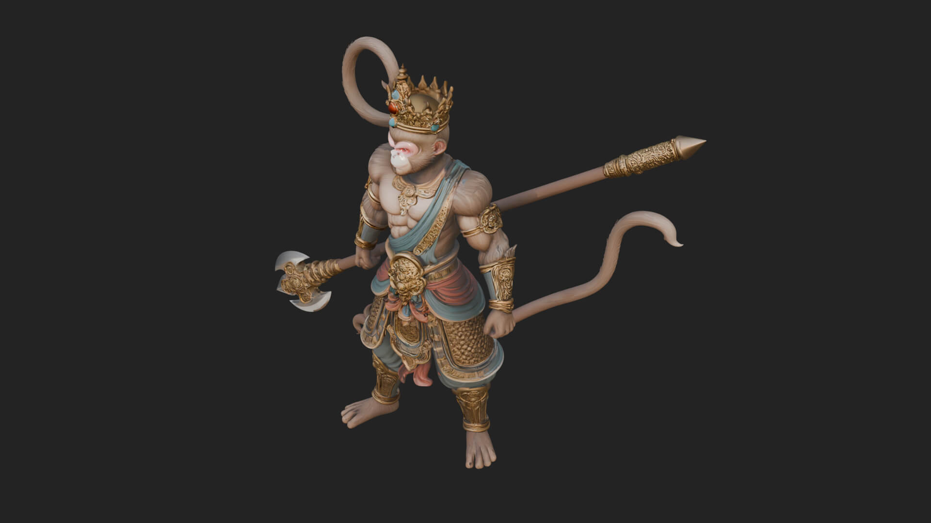 Monkey King Staff Statue Design 4 3D Print Model 3D Model