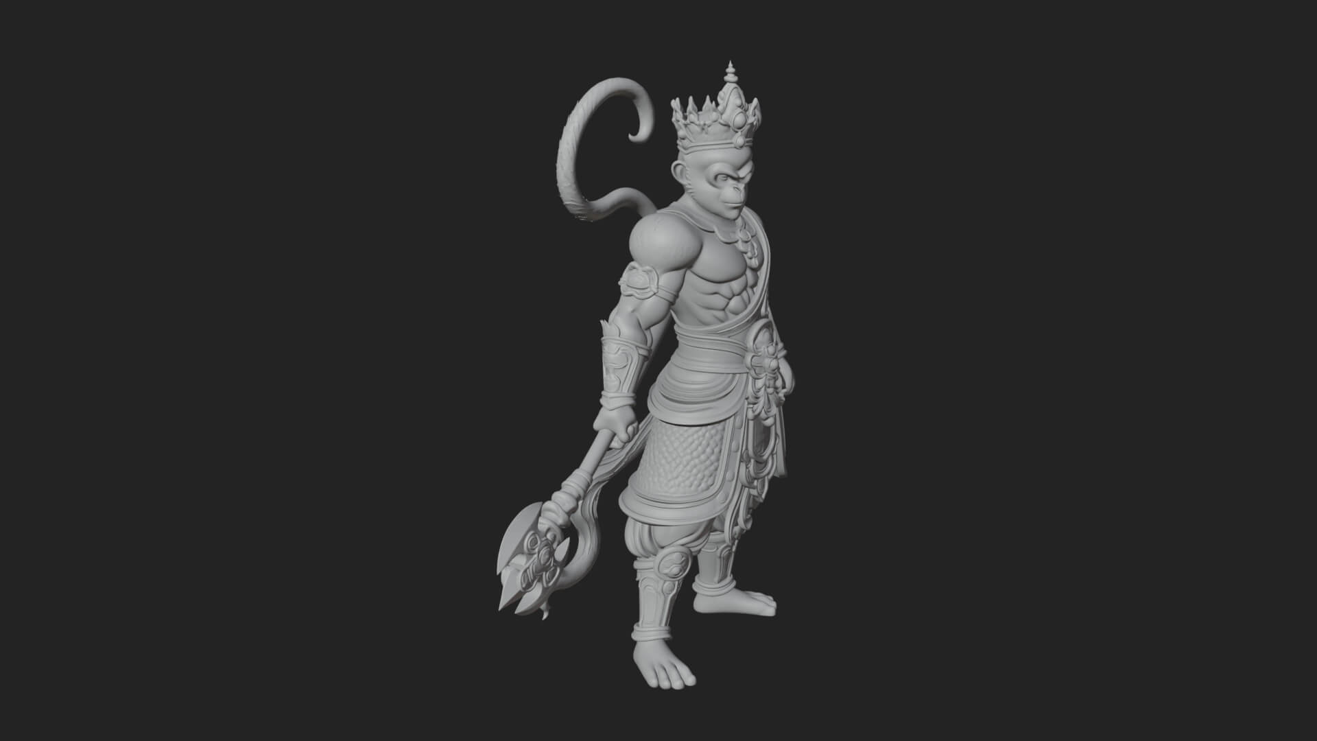 Monkey King Staff Statue Design 4 3D Print Model 3D Model