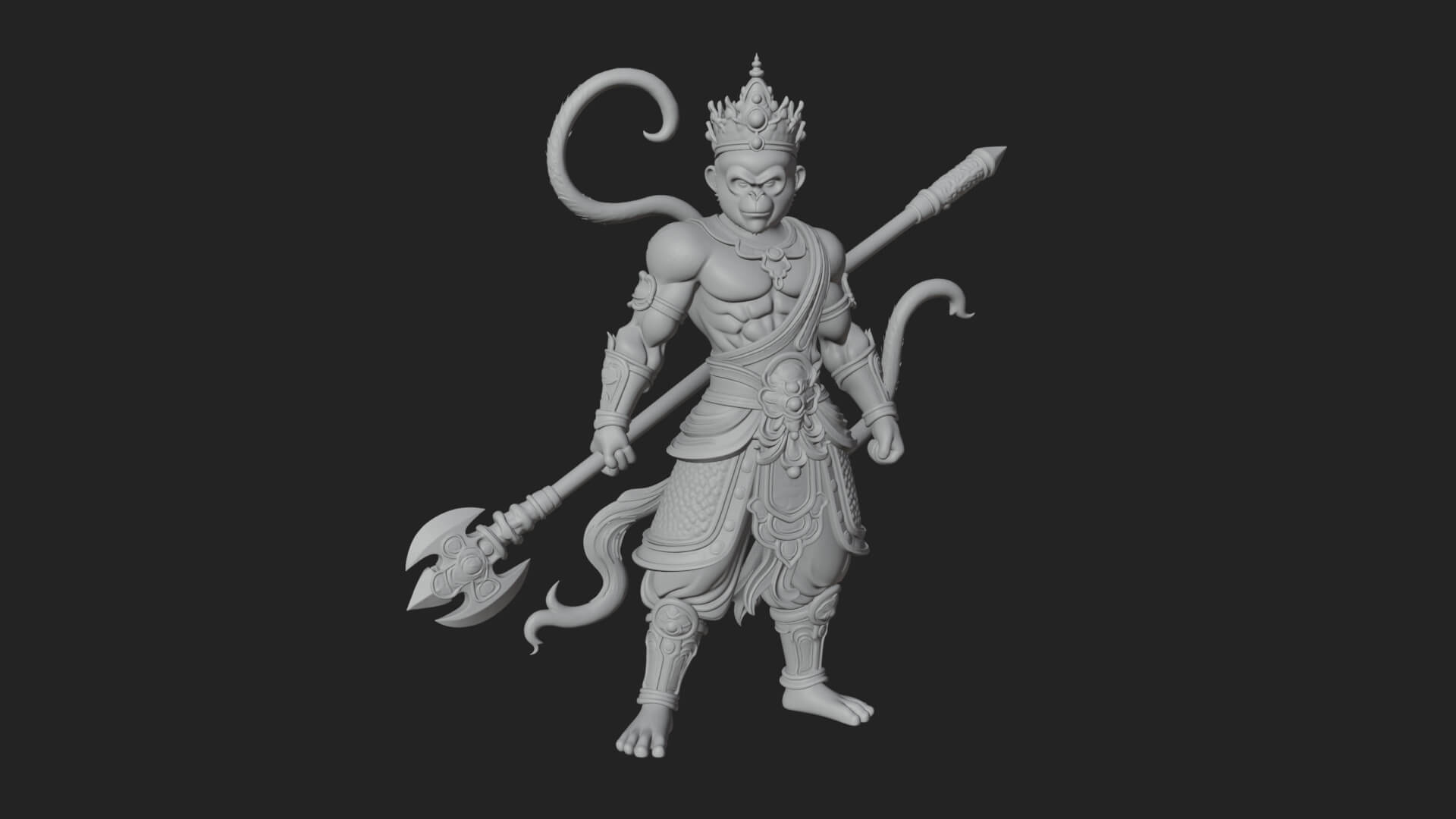 Monkey King Staff Statue Design 4 3D Print Model 3D Model