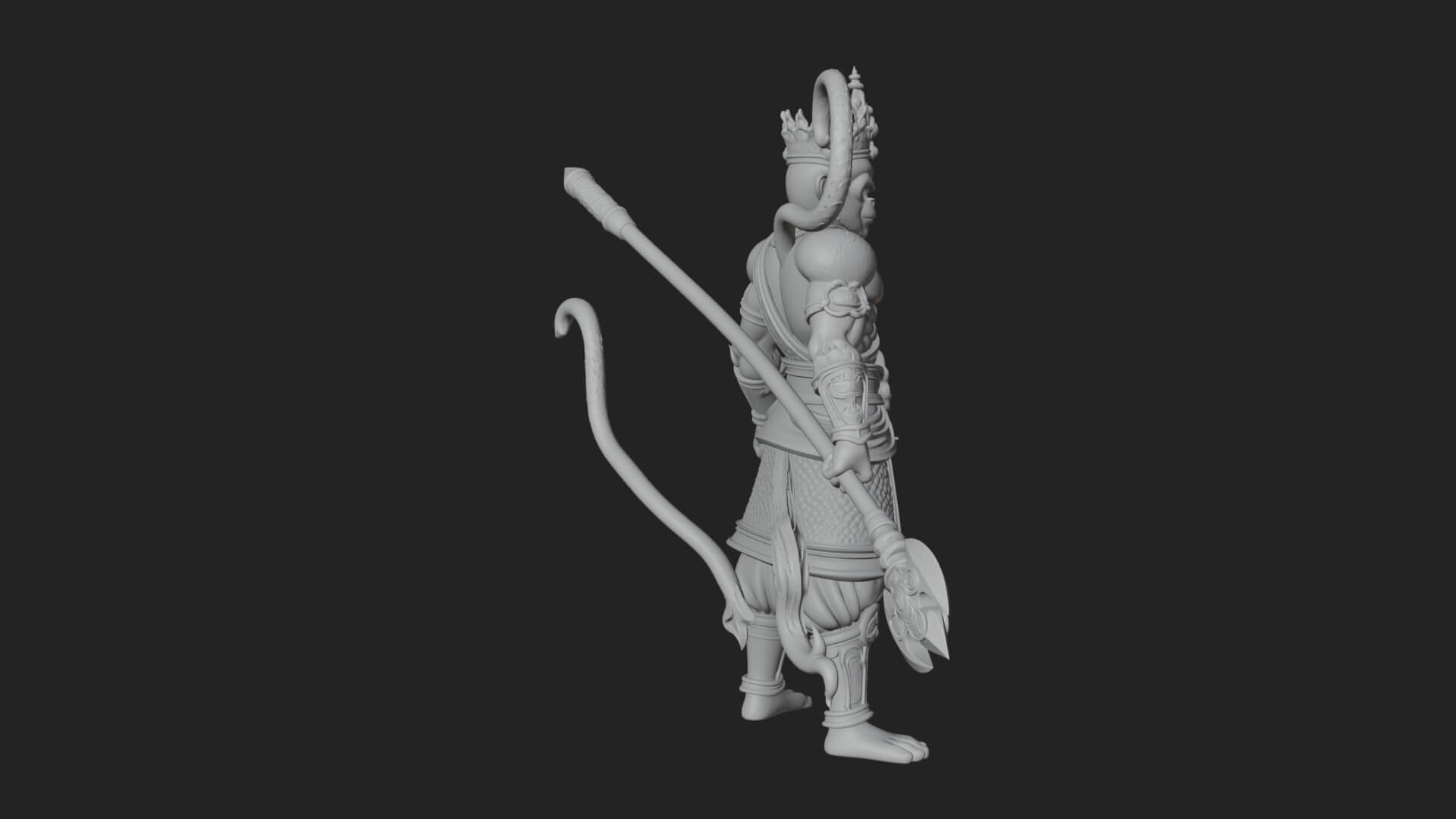 Monkey King Staff Statue Design 4 3D Print Model 3D Model