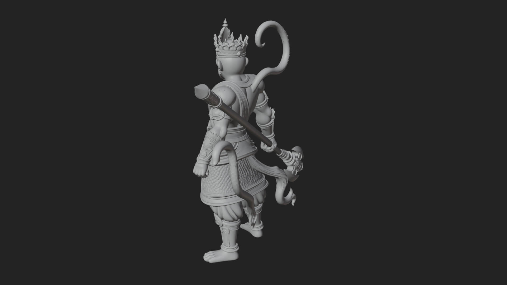 Monkey King Staff Statue Design 4 3D Print Model 3D Model