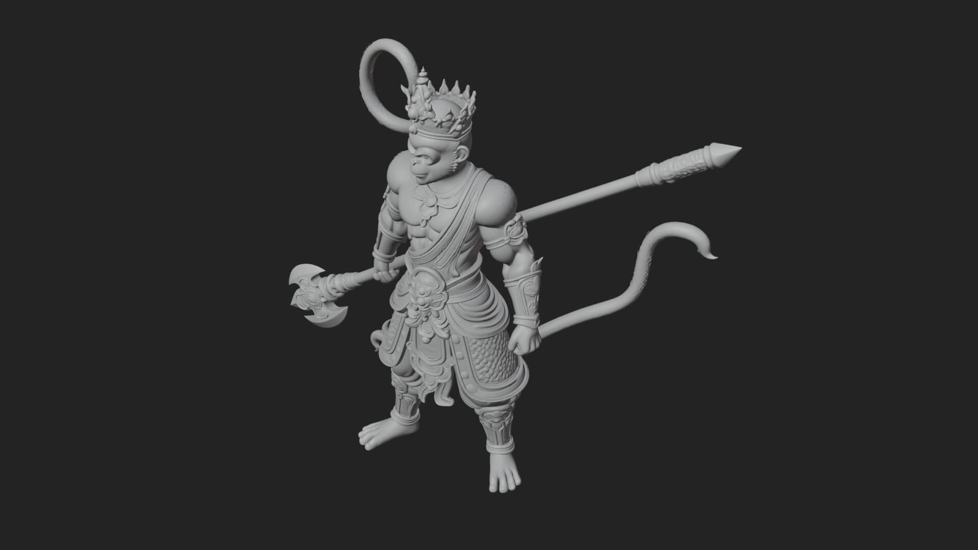 Monkey King Staff Statue Design 4 3D Print Model 3D Model
