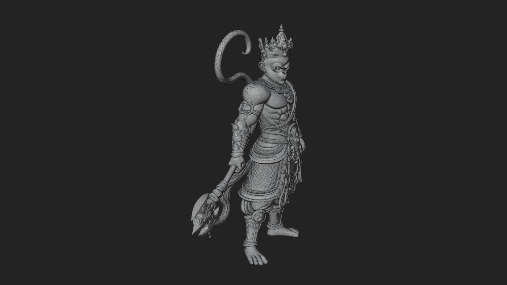 Monkey King Staff Statue Design 4 3D Print Model 3D Model