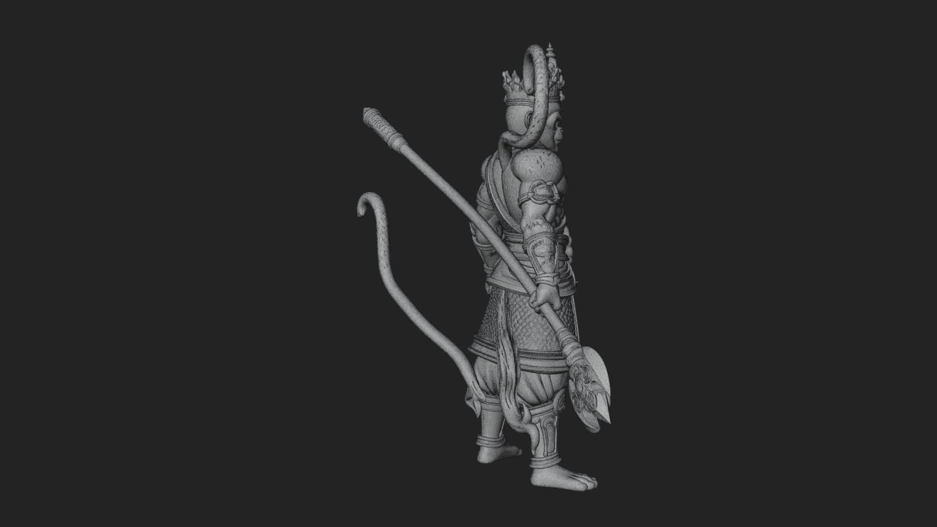 Monkey King Staff Statue Design 4 3D Print Model 3D Model