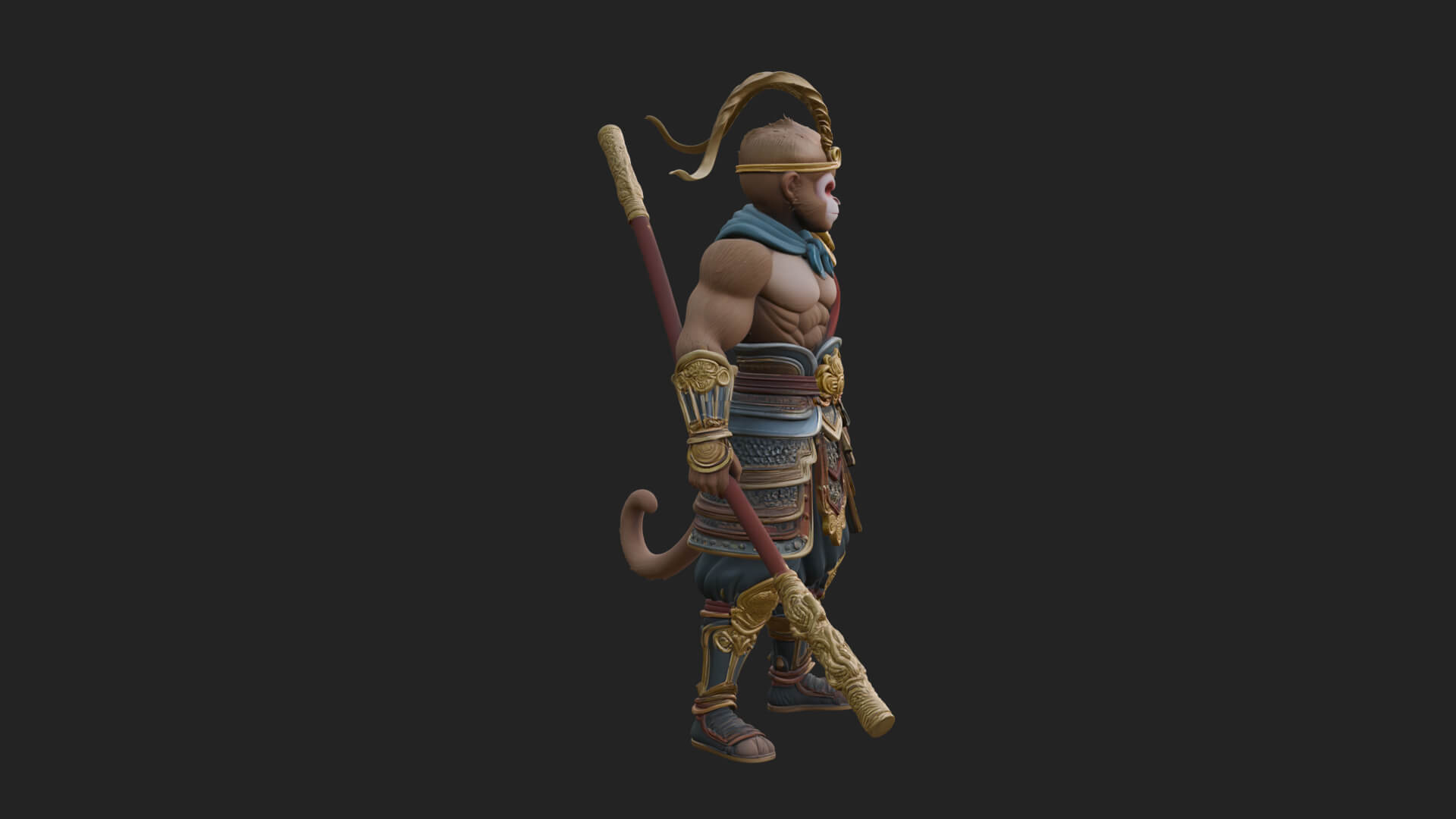 Monkey King Staff Statue Design 5 3D Print Model 3D Model
