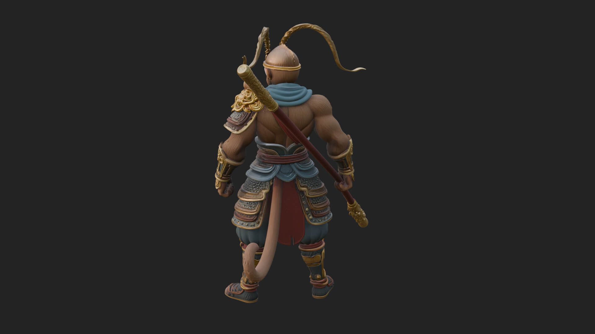 Monkey King Staff Statue Design 5 3D Print Model 3D Model