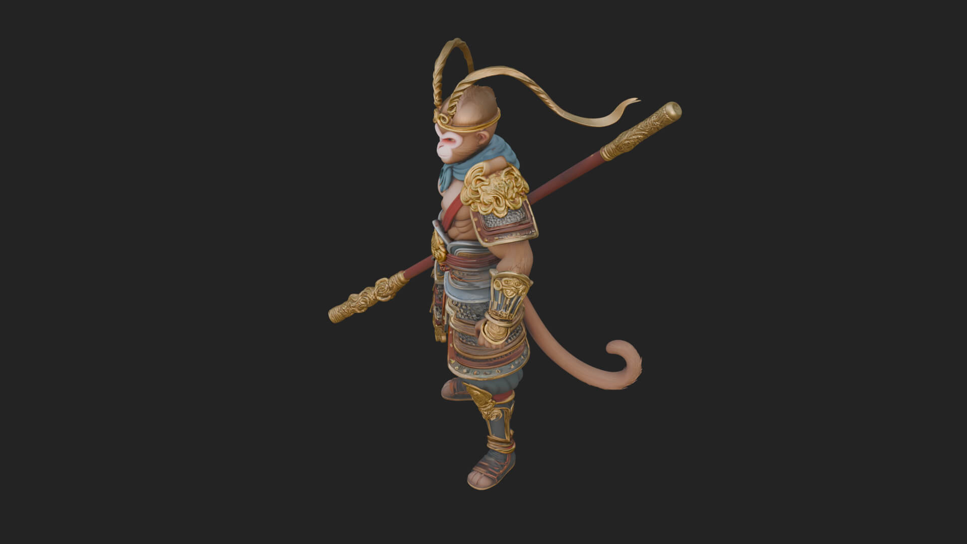 Monkey King Staff Statue Design 5 3D Print Model 3D Model