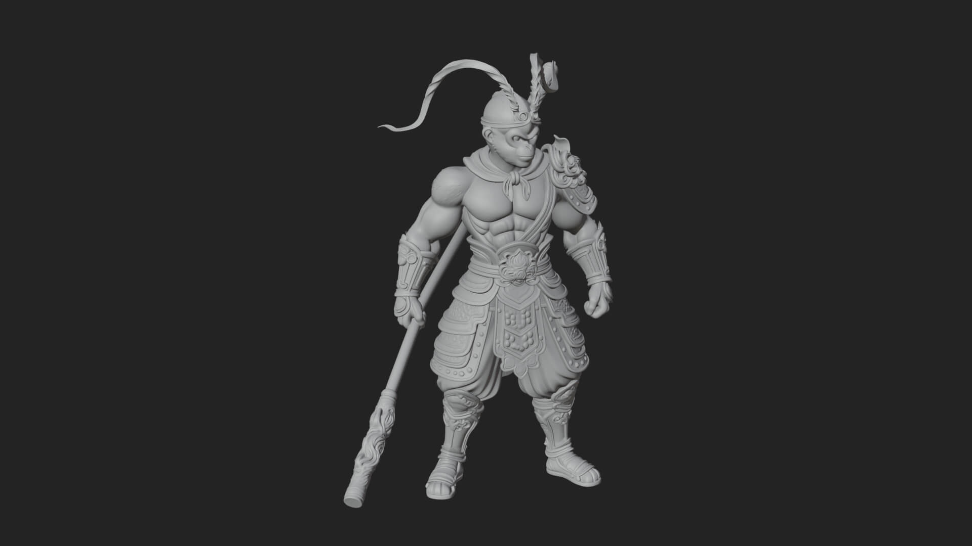 Monkey King Staff Statue Design 5 3D Print Model 3D Model