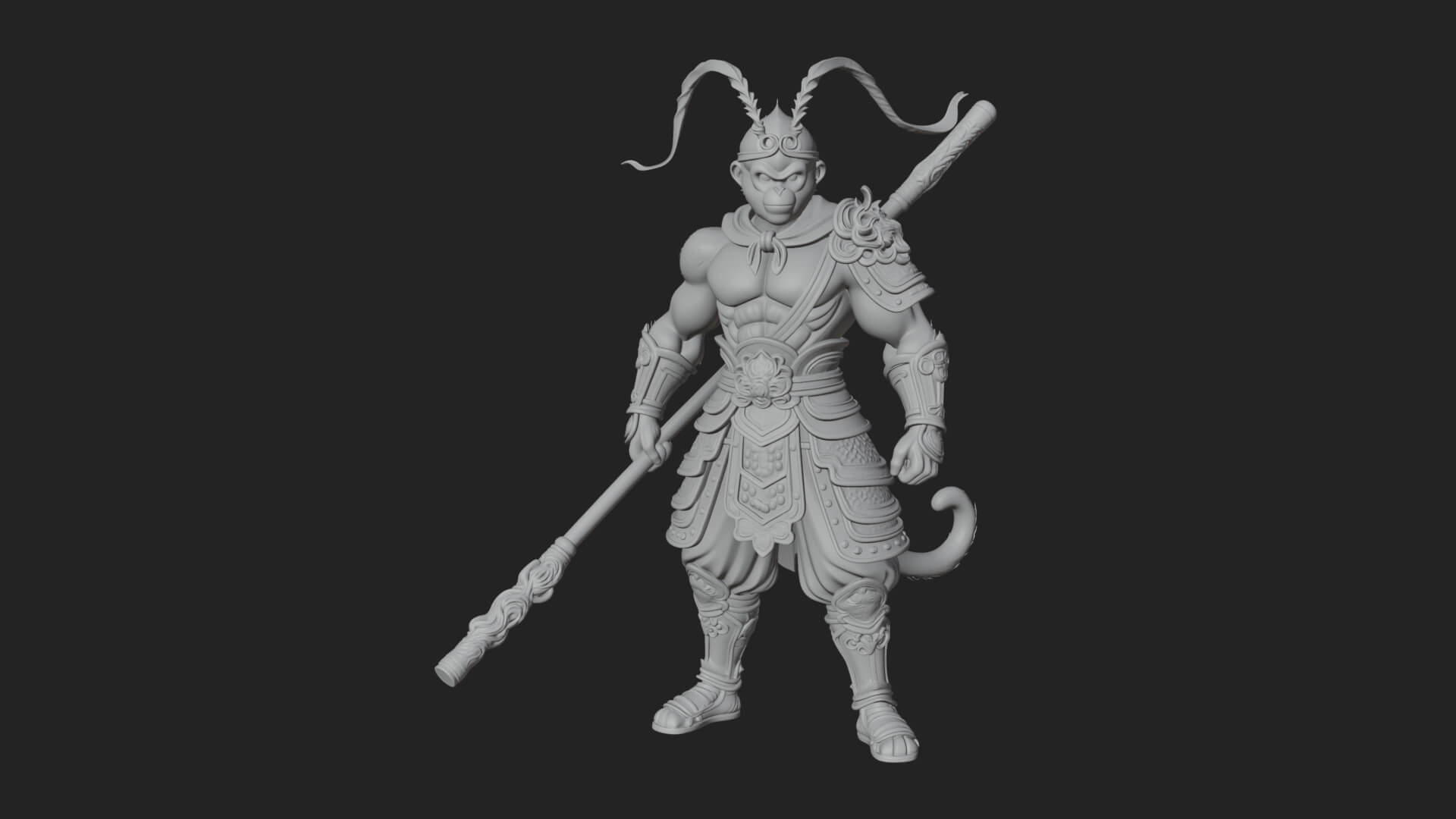 Monkey King Staff Statue Design 5 3D Print Model 3D Model