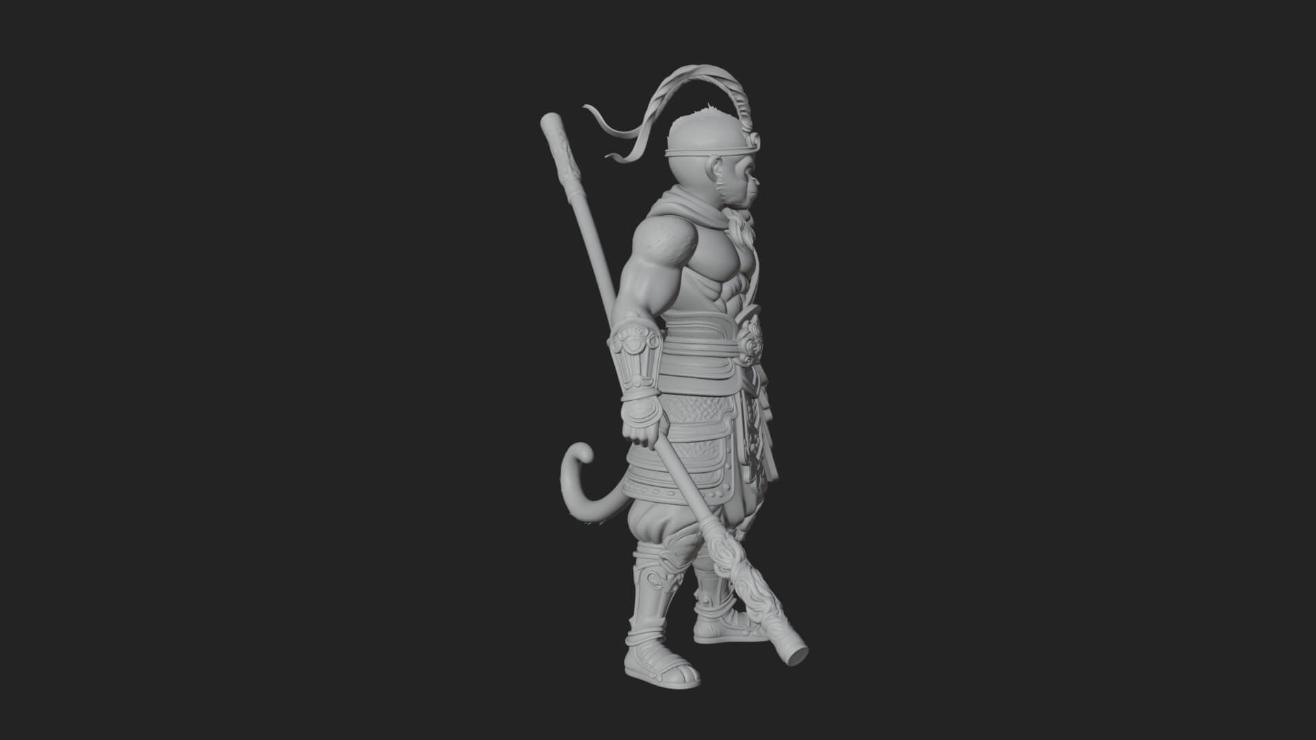 Monkey King Staff Statue Design 5 3D Print Model 3D Model