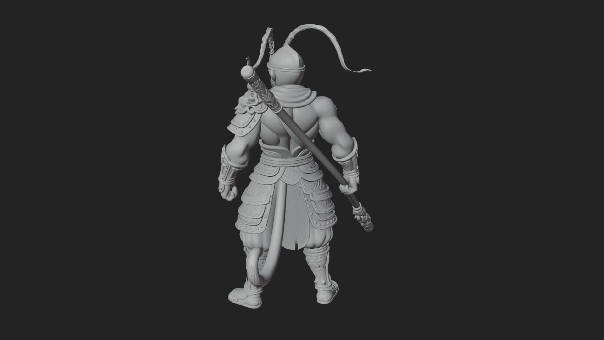 Monkey King Staff Statue Design 5 3D Print Model 3D Model
