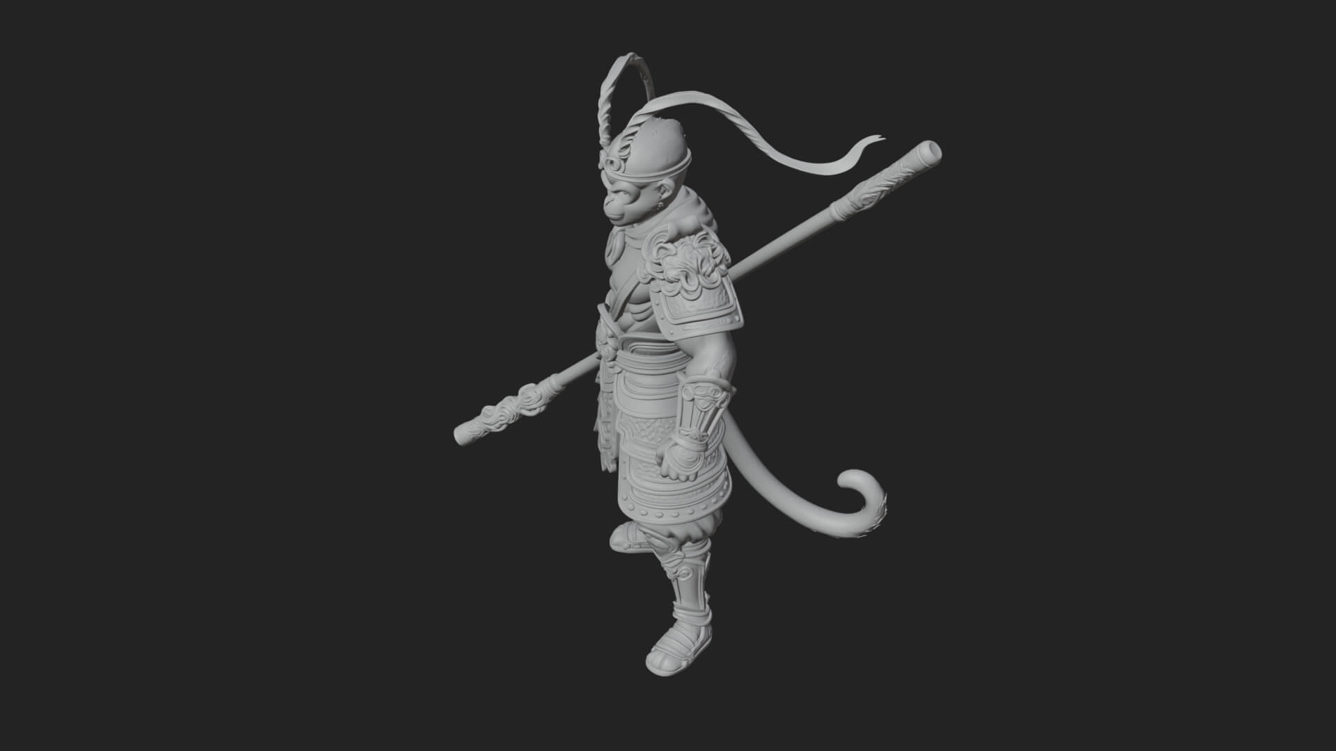 Monkey King Staff Statue Design 5 3D Print Model 3D Model